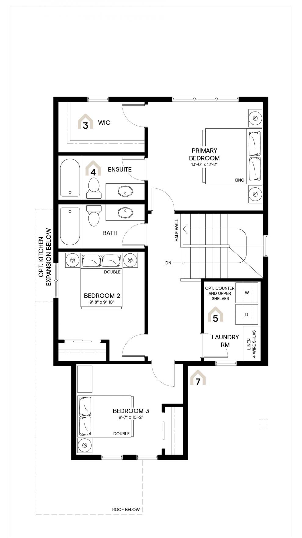 Daisy 1 Upper Floor Plan. Wildflower, Airdrie.